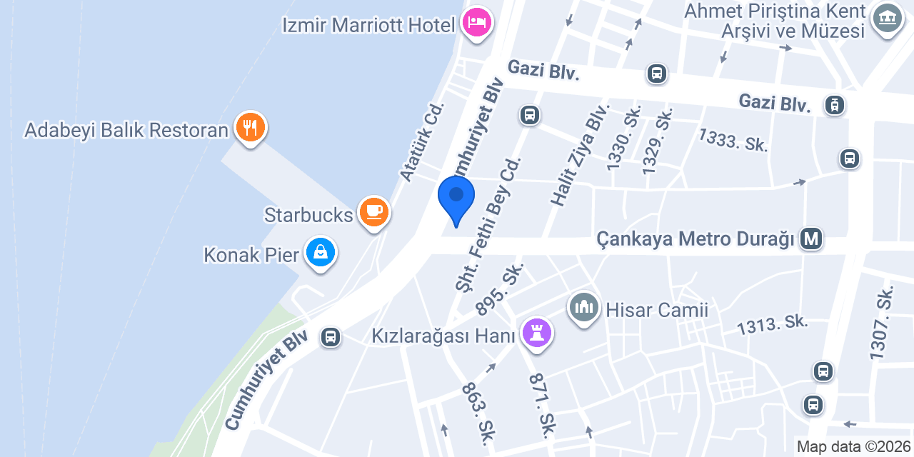 Garanti BBVA İzmir Ticari Şubesi konumu