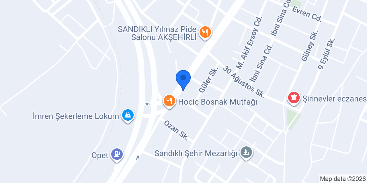 Kılıçer Konya Mutfağı Sandıklı konumu