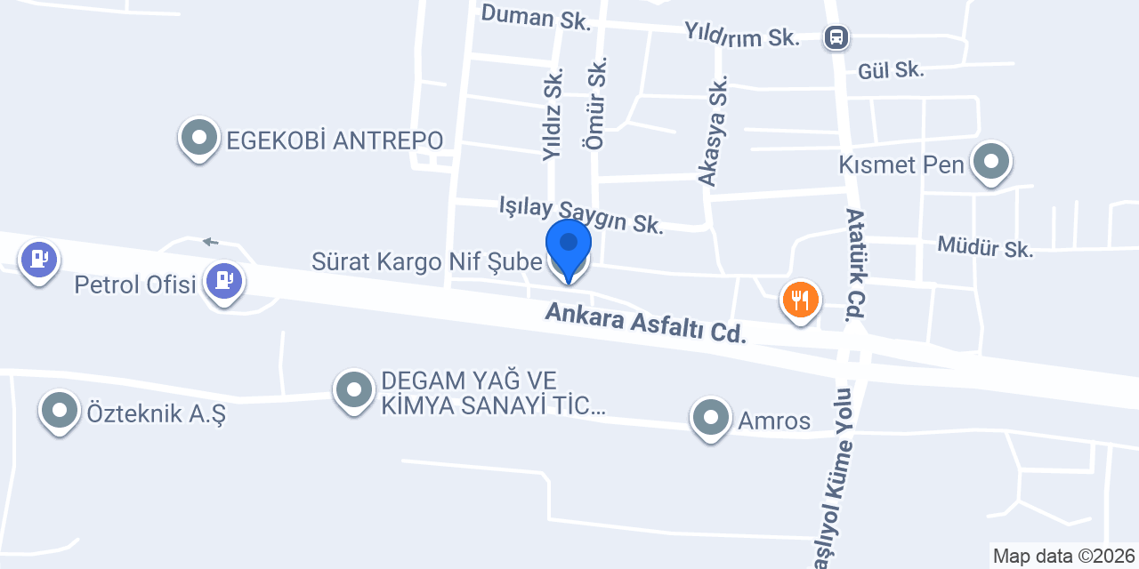 Sürat Kargo Nif Şube konumu