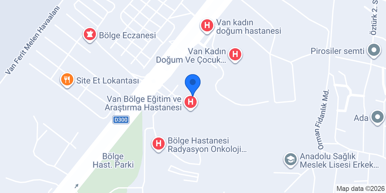 Şekerbank Van Bölge Hastanesi konumu