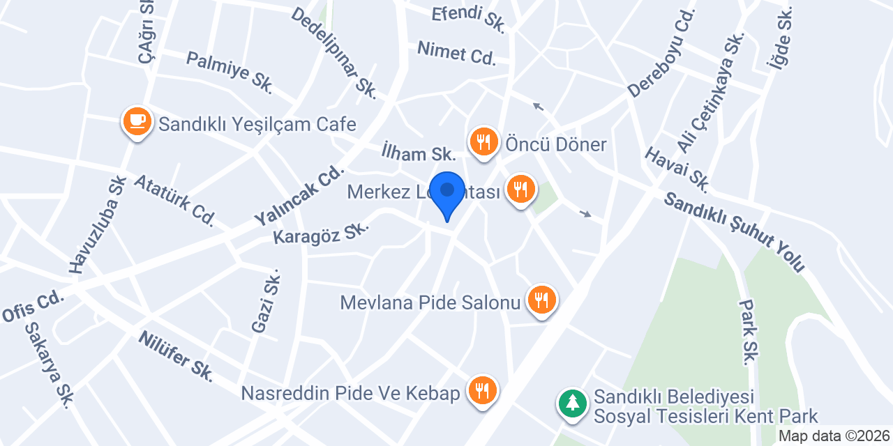 Yapı Kredi Bankası - Sandıklı Şubesi konumu
