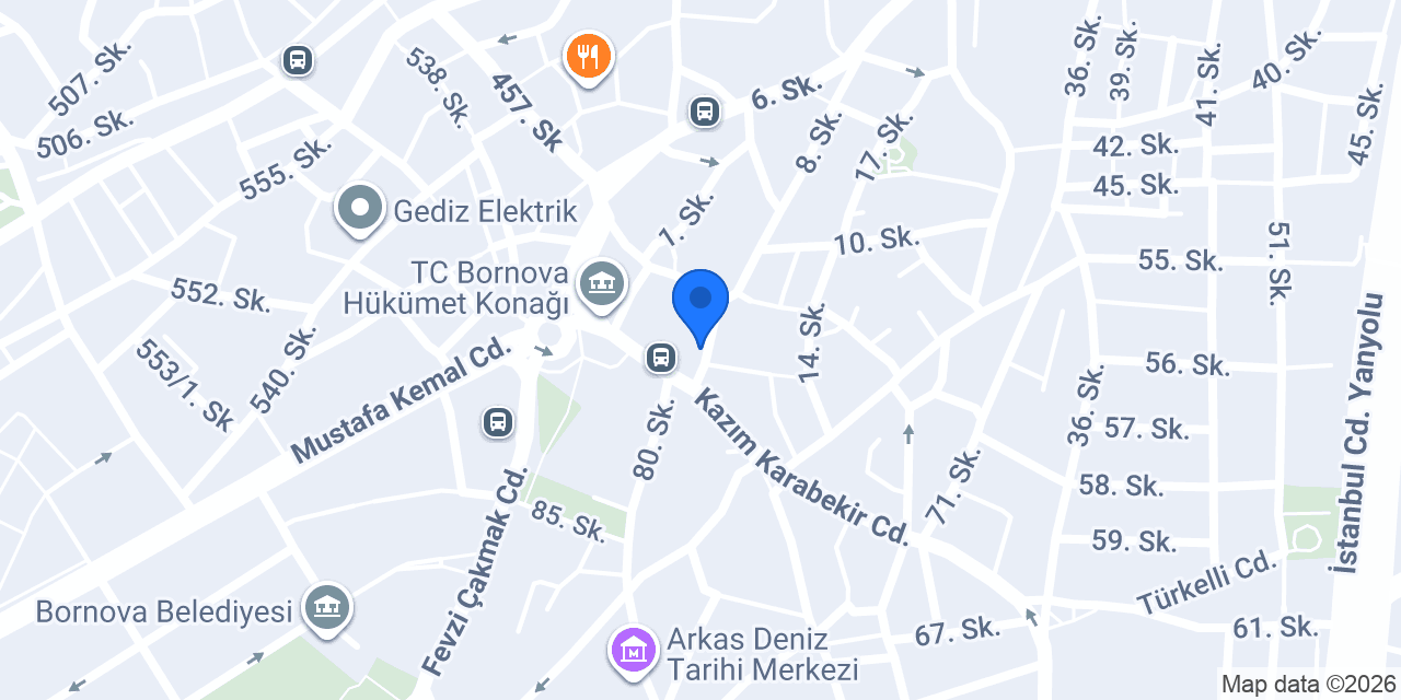 Bornova Kitabevi konumu
