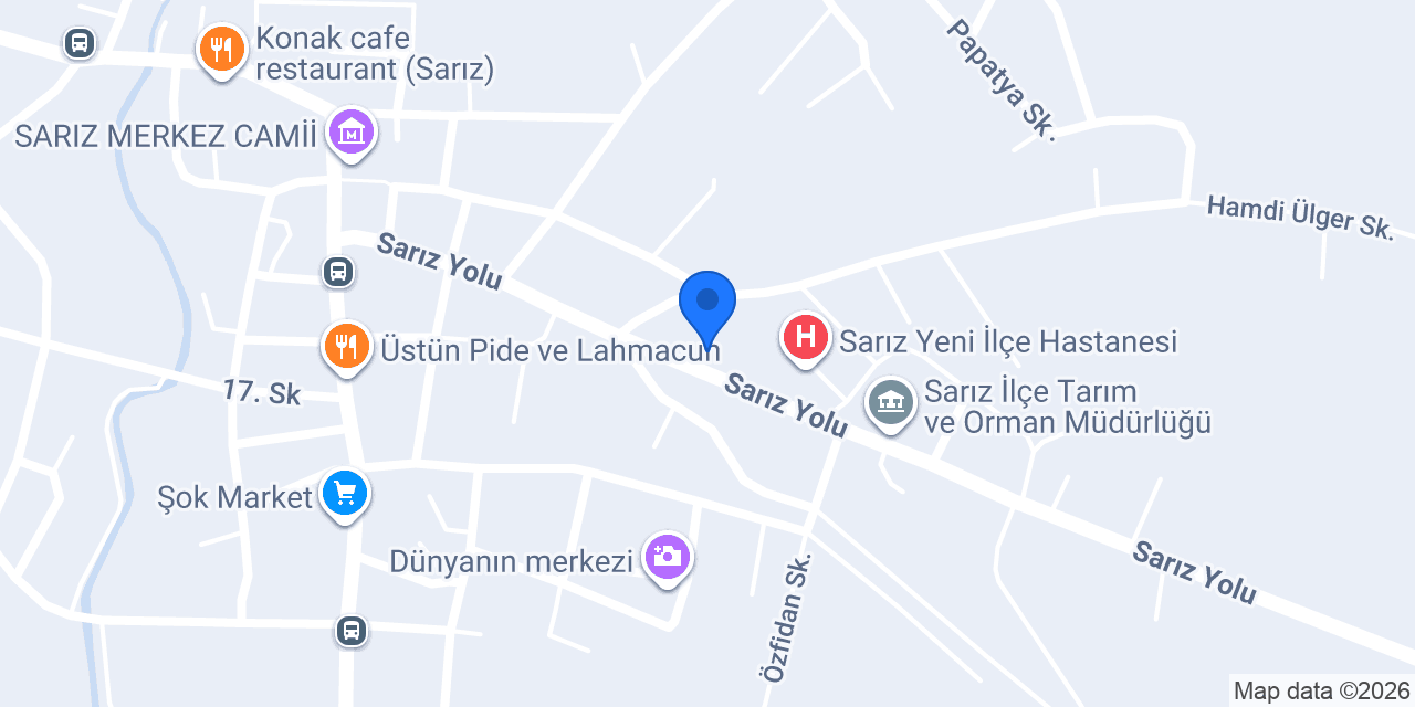 Ptt-sarız Şubesi konumu