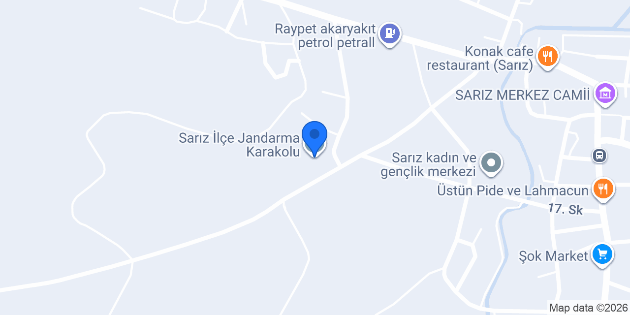 Sarız İlçe Jandarma Karakolu konumu