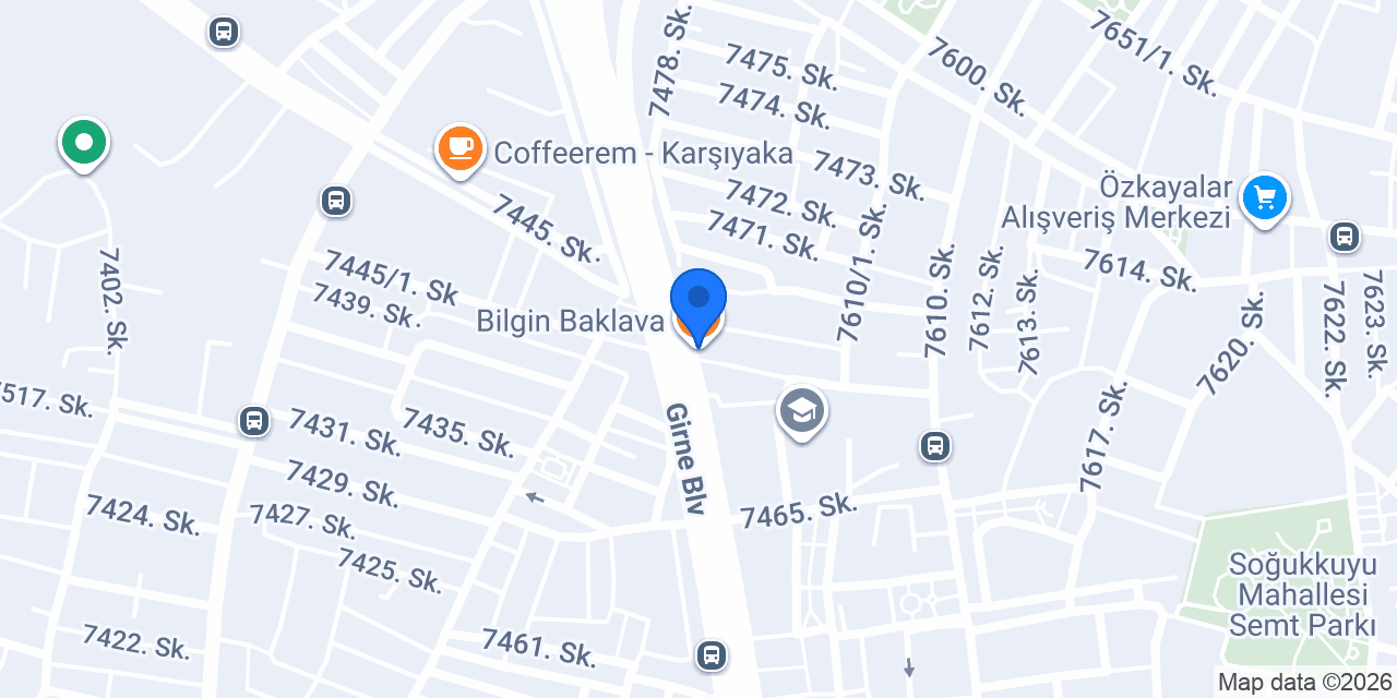 Bilgin Baklava konumu