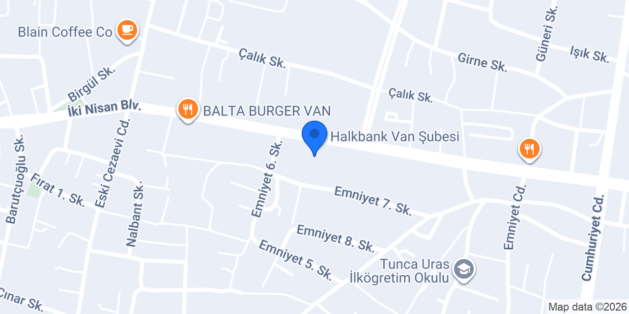 Halkbank Van Şubesi konumu