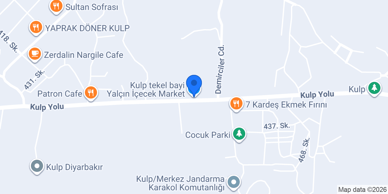 Kulp tekel bayi Yalçın İçecek Market konumu
