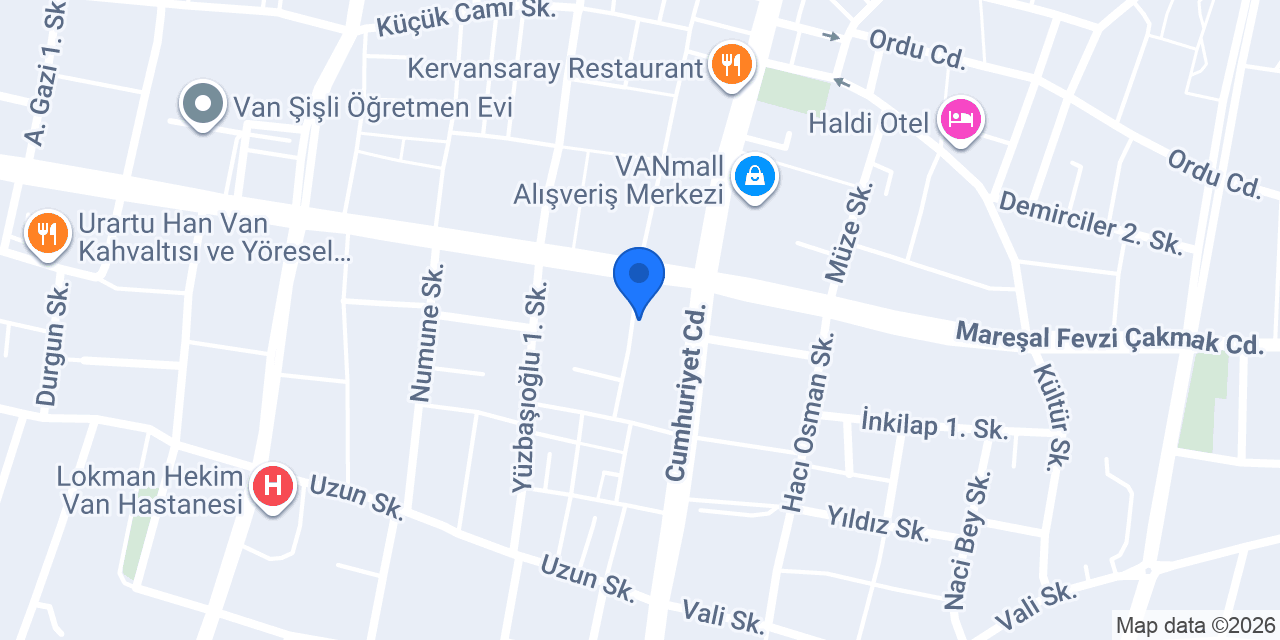 Van Uçak Taksi konumu
