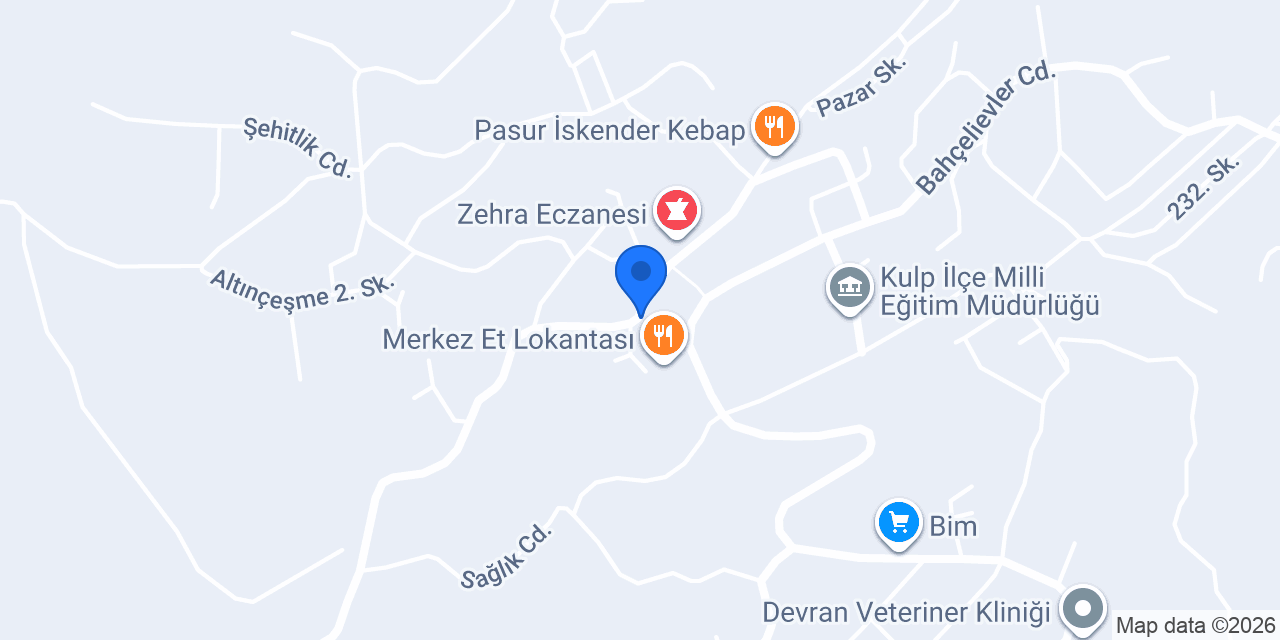 Kulp Tepe Başı Tekel Bayi konumu