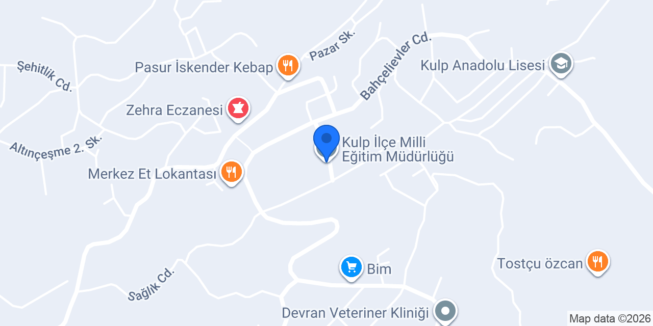 Kulp İlçe Milli Eğitim Müdürlüğü konumu