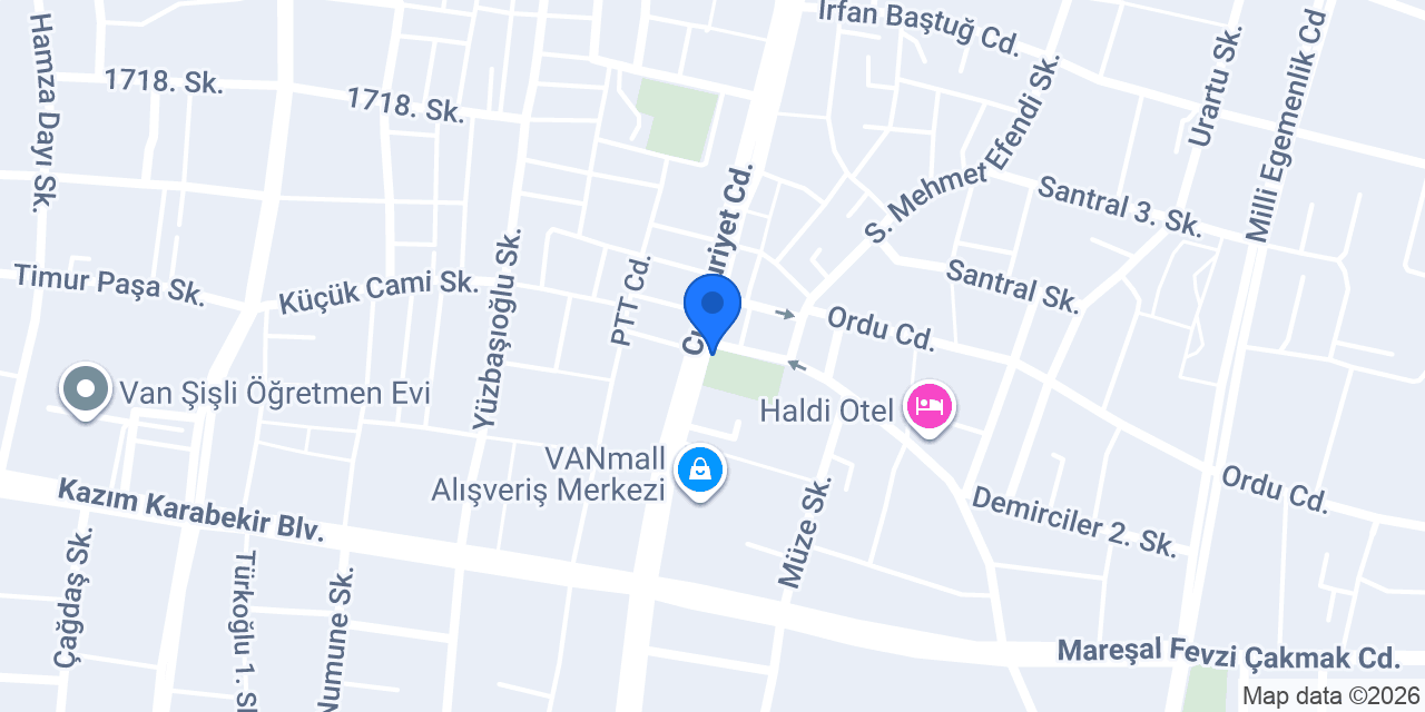 Korkmaz Vanmall Avm konumu