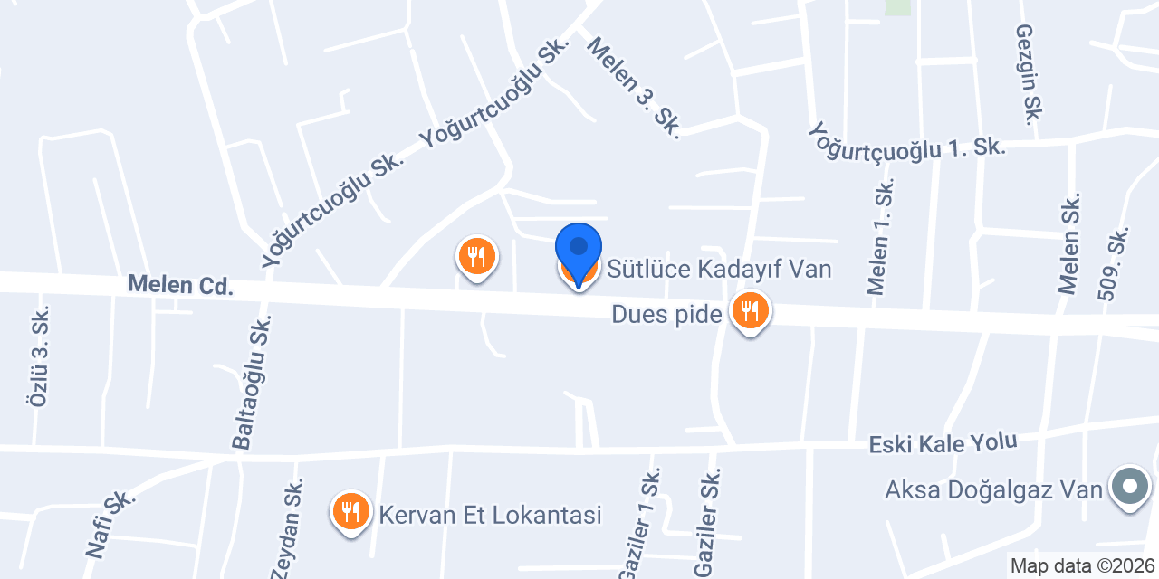 Sütlüce Kadayıf Van konumu