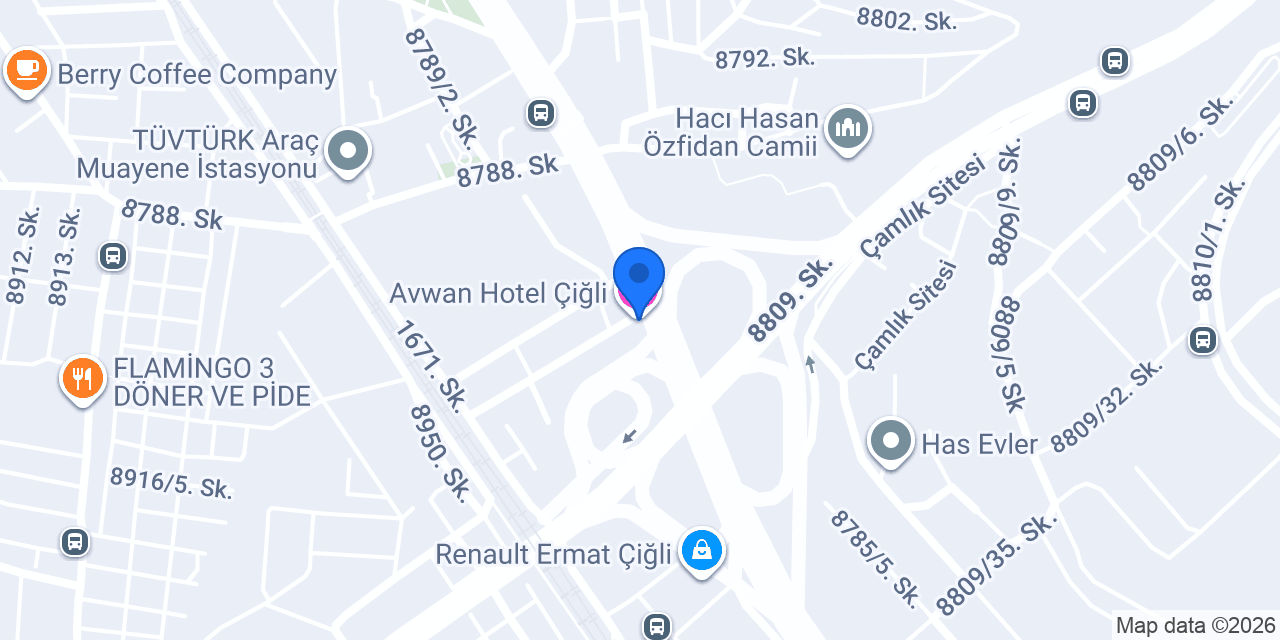 Avwan Hotel Çiğli konumu