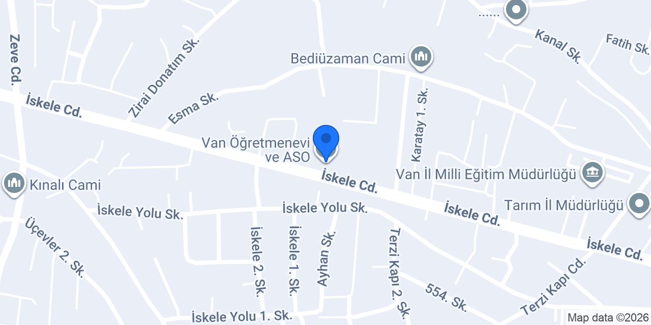 Van Öğretmenevi ve ASO konumu