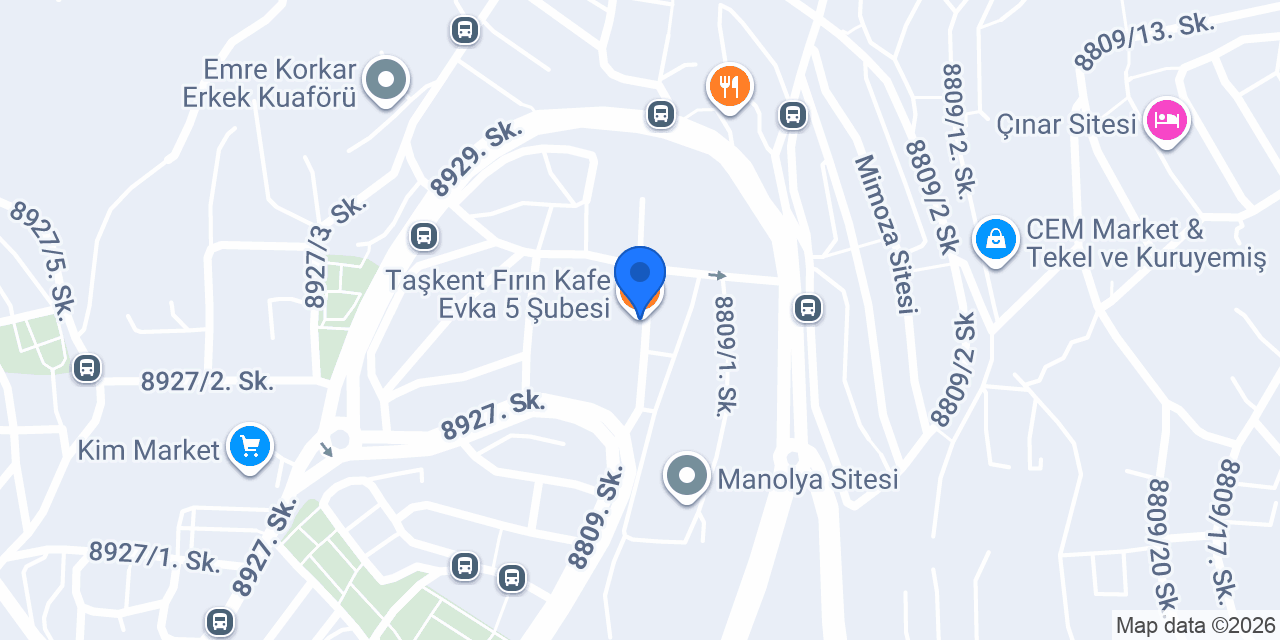 Taşkent Fırın Kafe Evka 5 Şubesi konumu