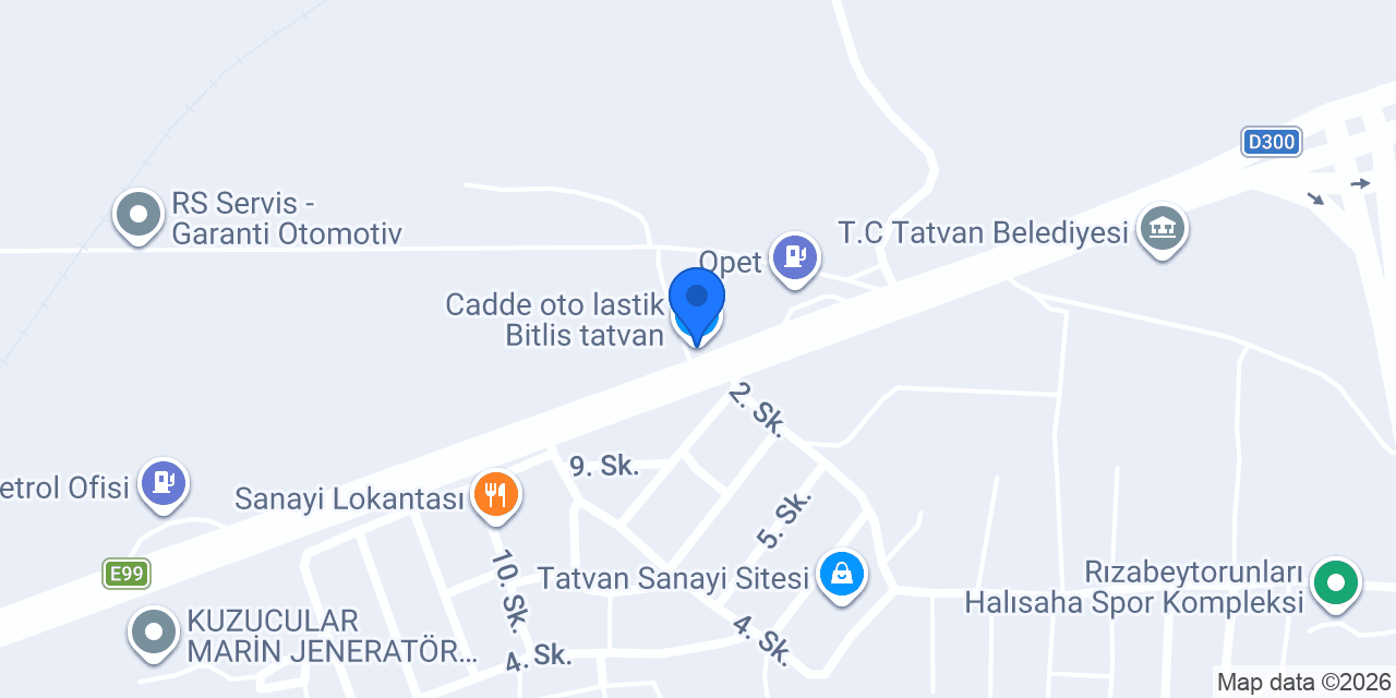 Cadde oto lastik Bitlis tatvan konumu