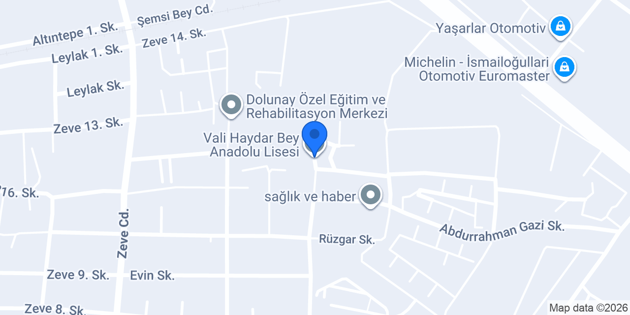 Vali Haydar Bey Anadolu Lisesi konumu