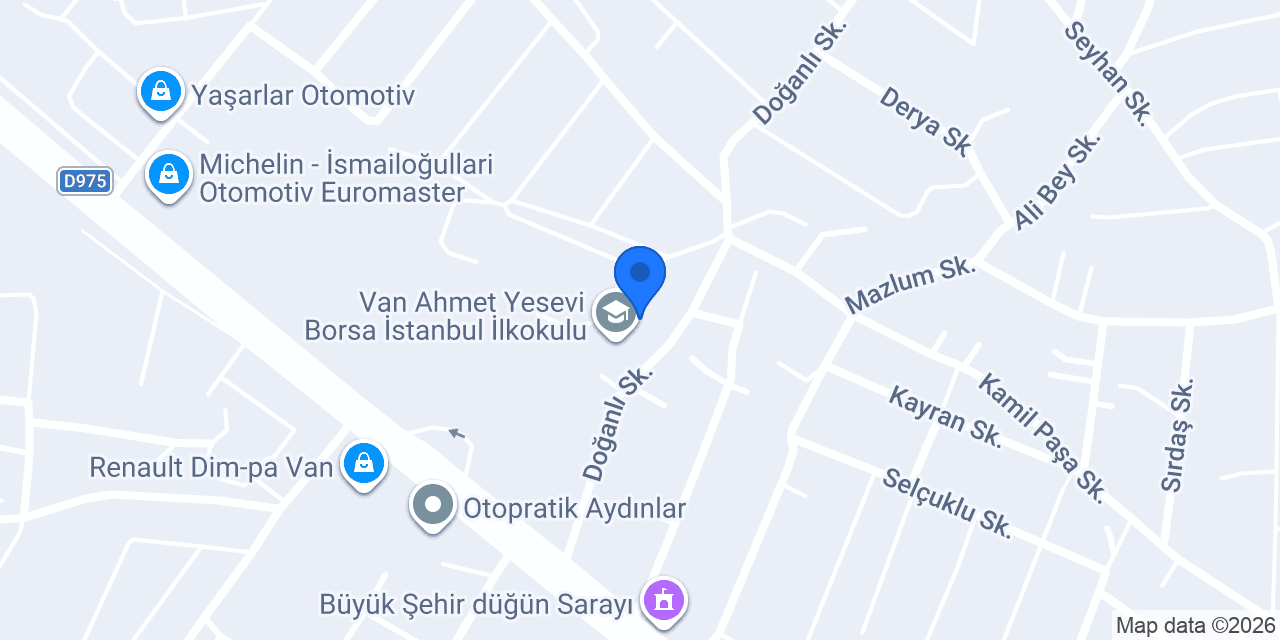 Van Ahmet Yesevi Borsa İstanbul Ortaokulu konumu