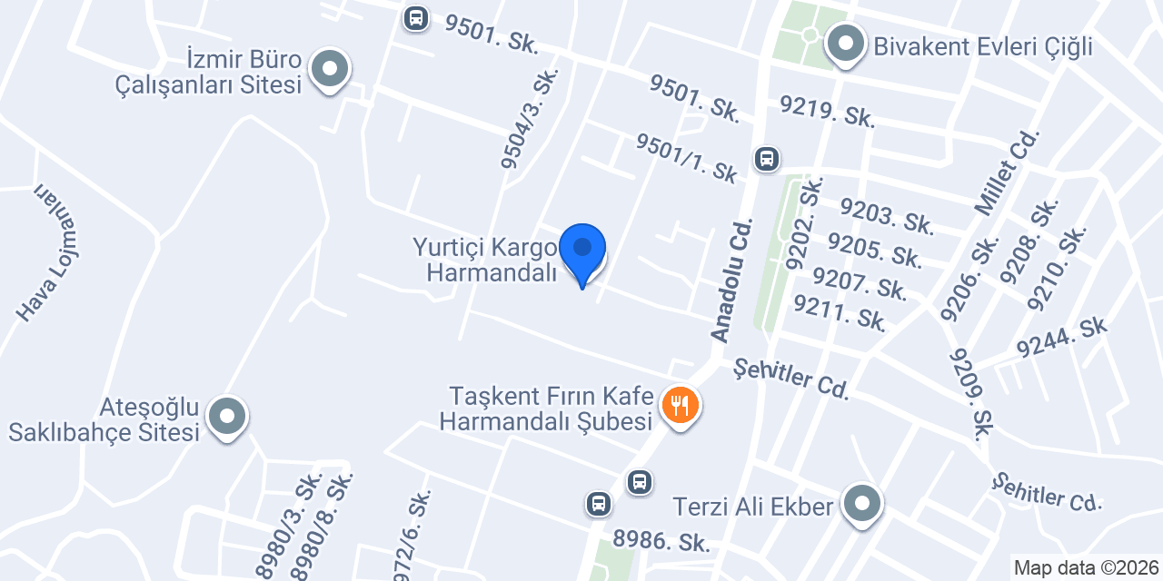 Yurtiçi Kargo Harmandalı konumu