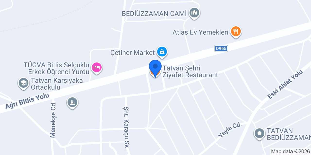 Tatvan Şehri Ziyafet Restaurant konumu