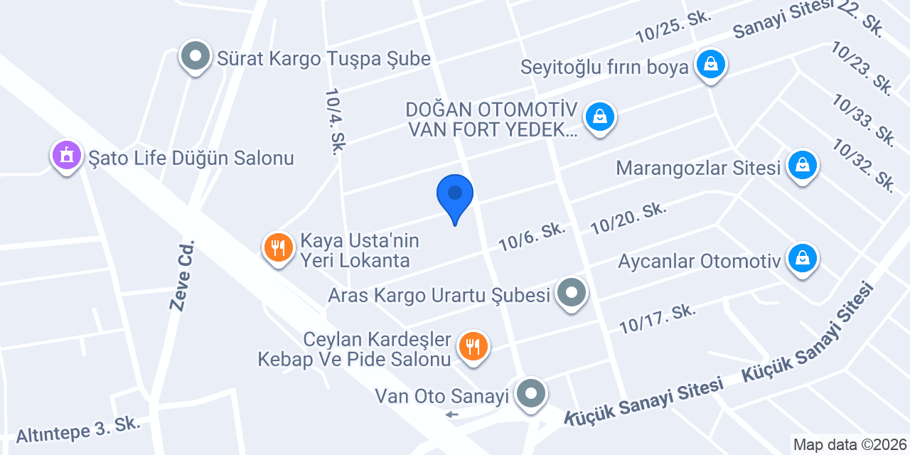 oto yedek parça van konumu