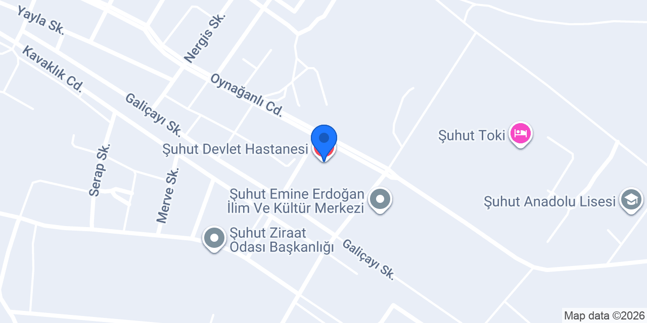 Şuhut Devlet Hastanesi konumu