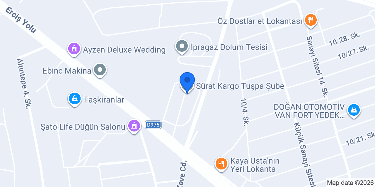 Sürat Kargo Tuşpa Şube konumu