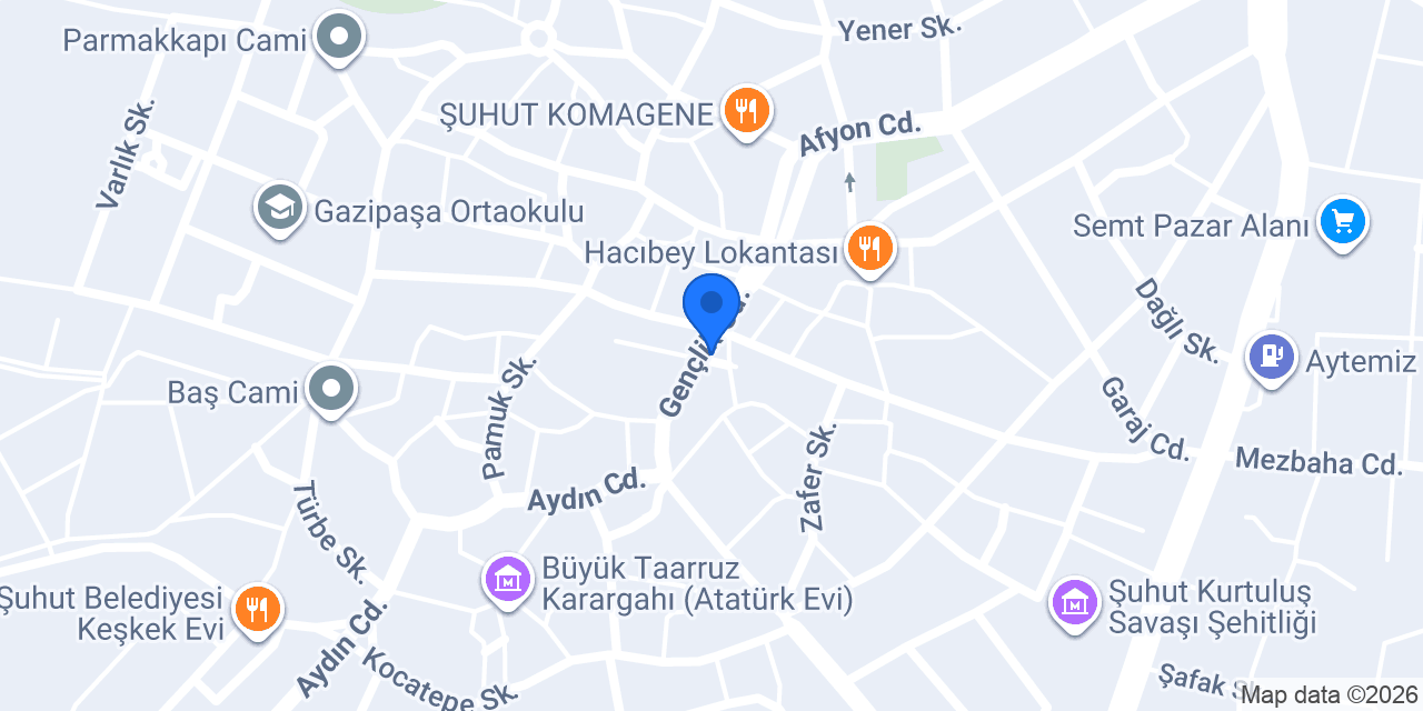Şuhut Kaymakamlığı konumu