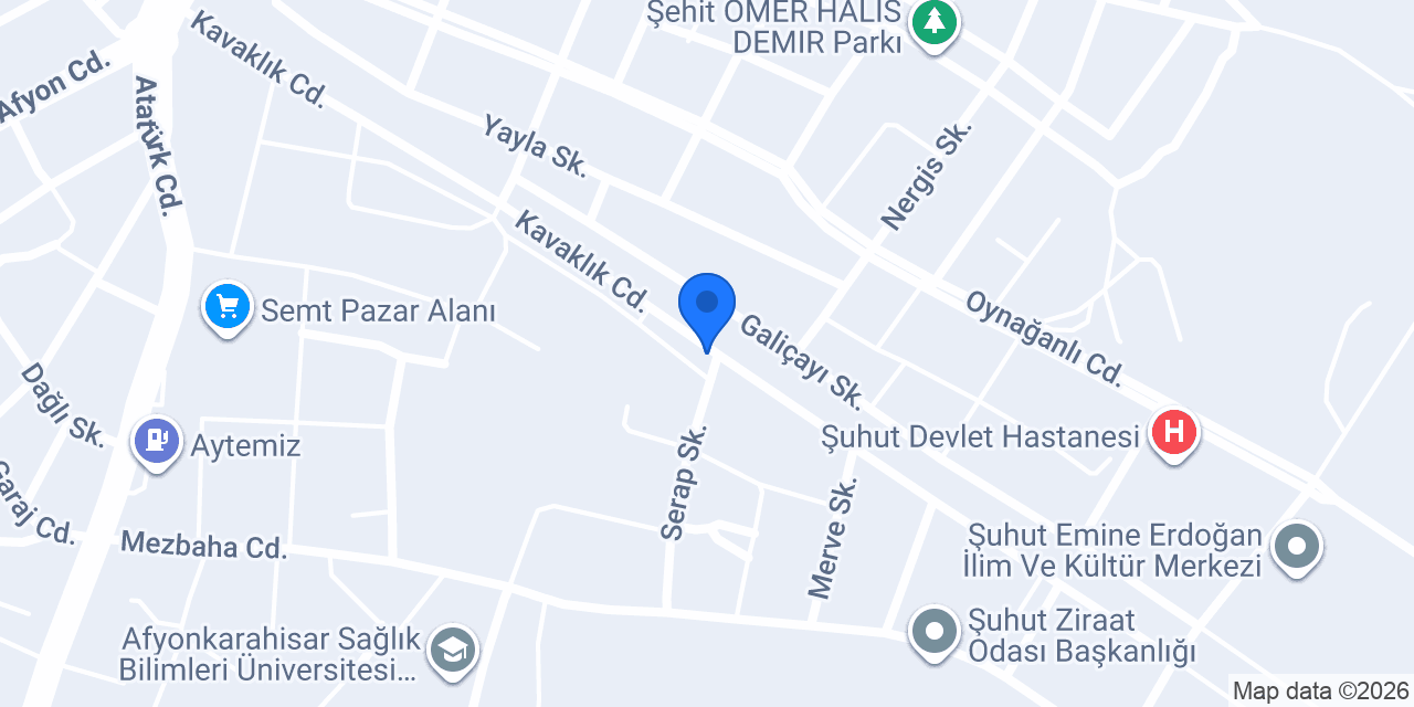 Şuhut Kız Öğrenci Yurdu konumu