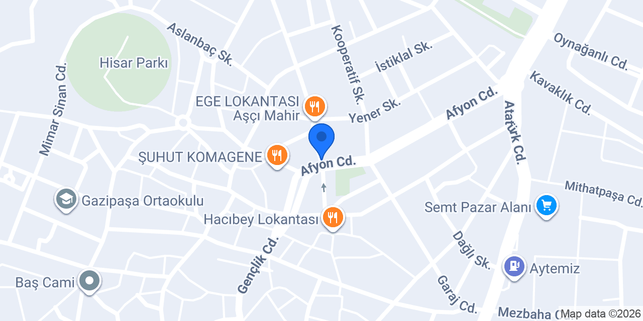 Şekerbank Şuhut Şubesi konumu