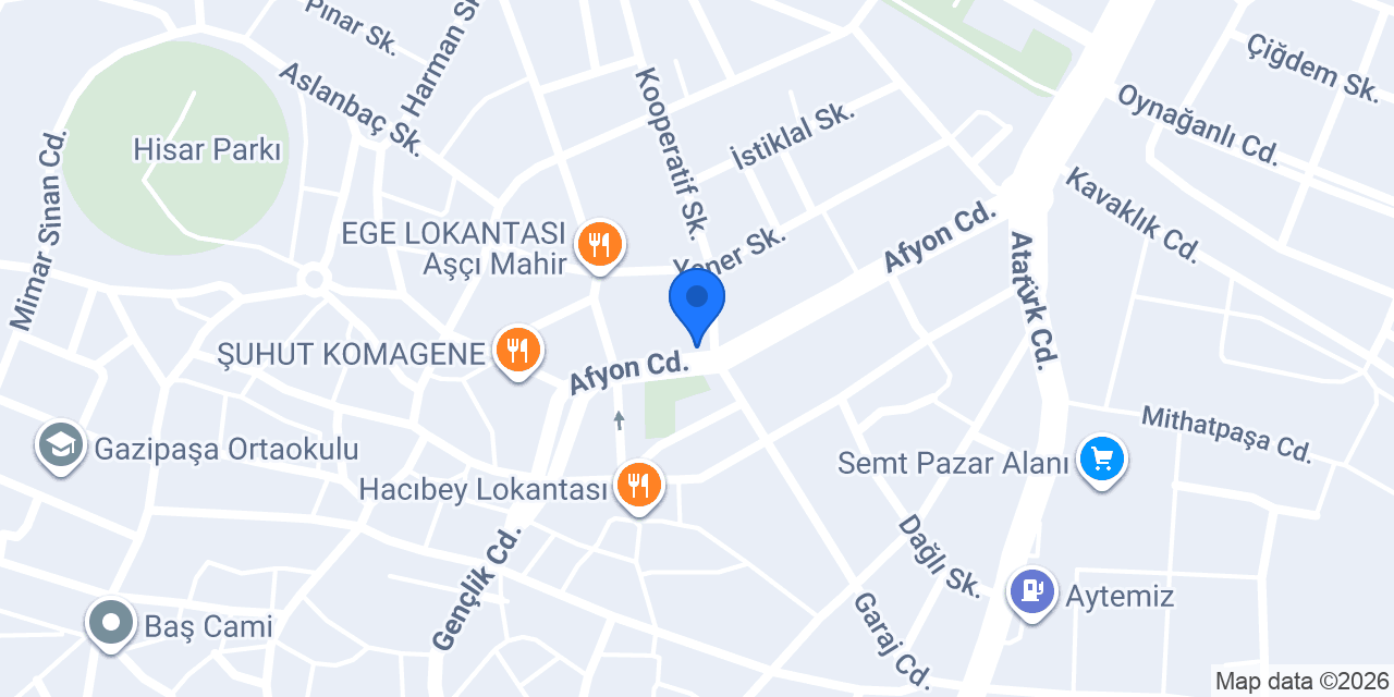 Şuhut Belediye Oteli konumu