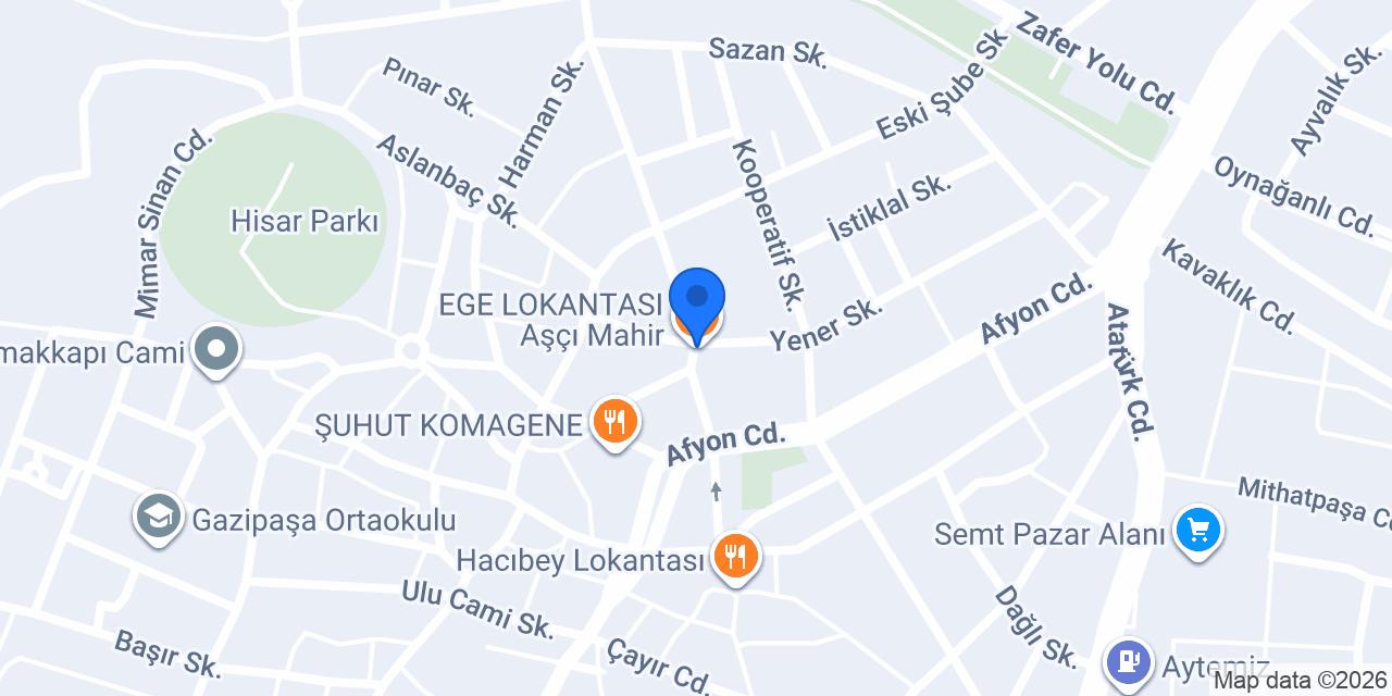 EGE LOKANTASI Aşçı Mahir konumu