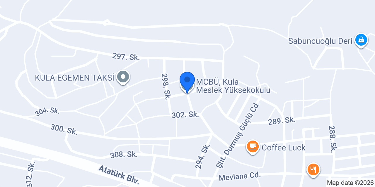 MCBÜ, Kula Meslek Yüksekokulu konumu