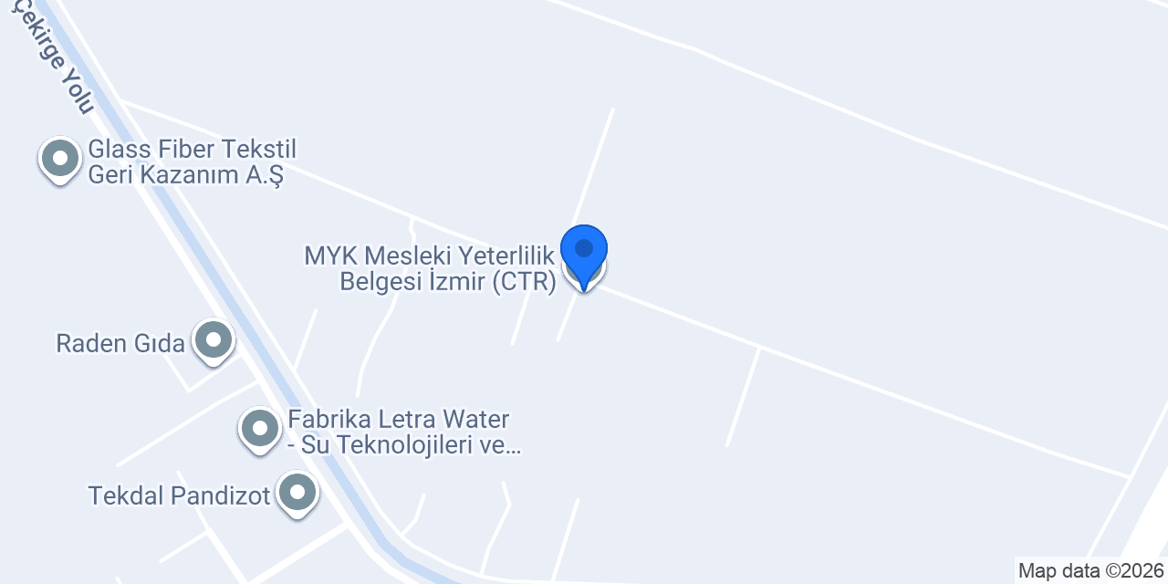 MYK Mesleki Yeterlilik Belgesi İzmir (CTR) konumu