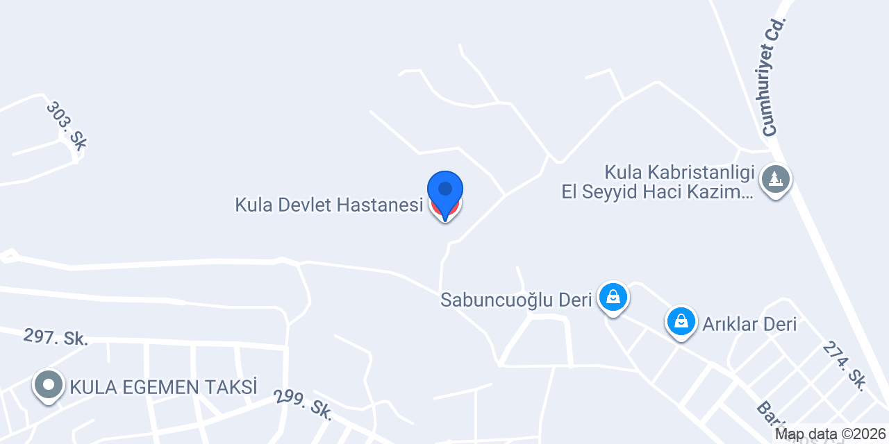 Kula Devlet Hastanesi konumu