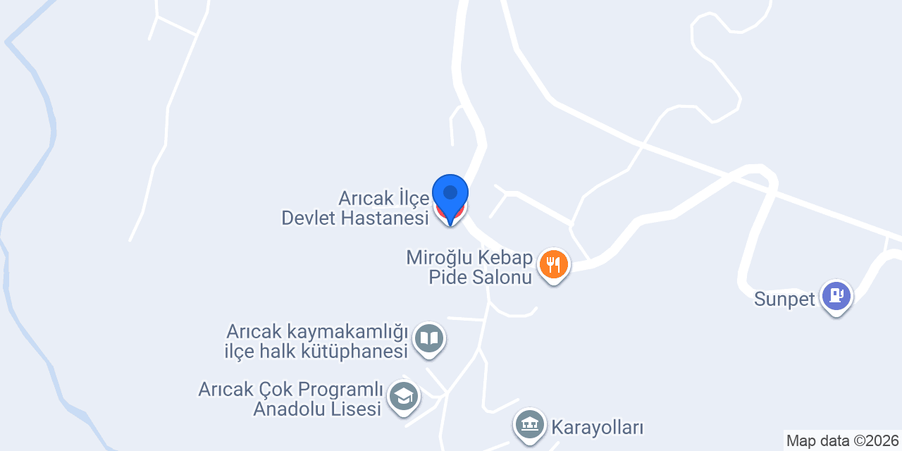 Arıcak İlçe Devlet Hastanesi konumu
