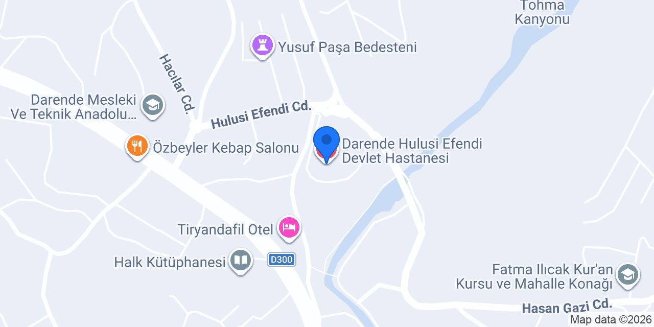 Darende Hulusi Efendi Devlet Hastanesi konumu
