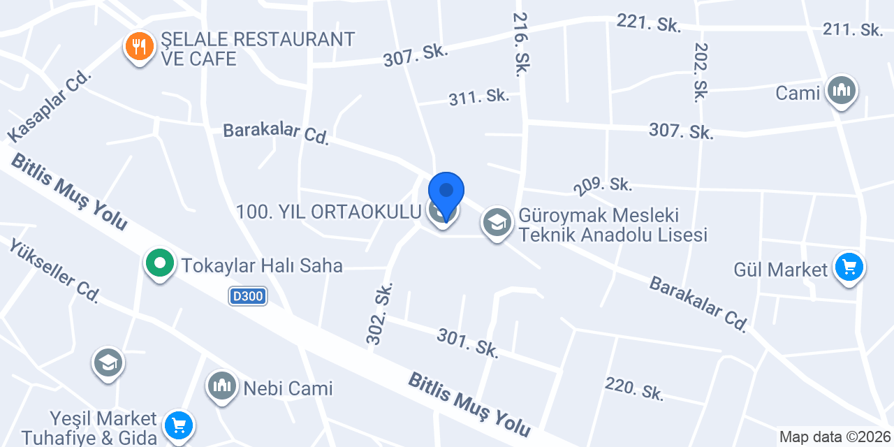 100. YIL ORTAOKULU konumu