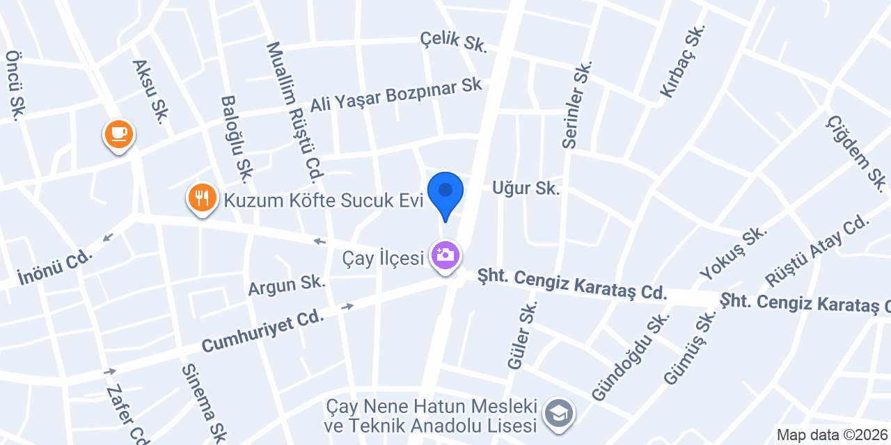 Çay Belediyesi Millet Kafe konumu