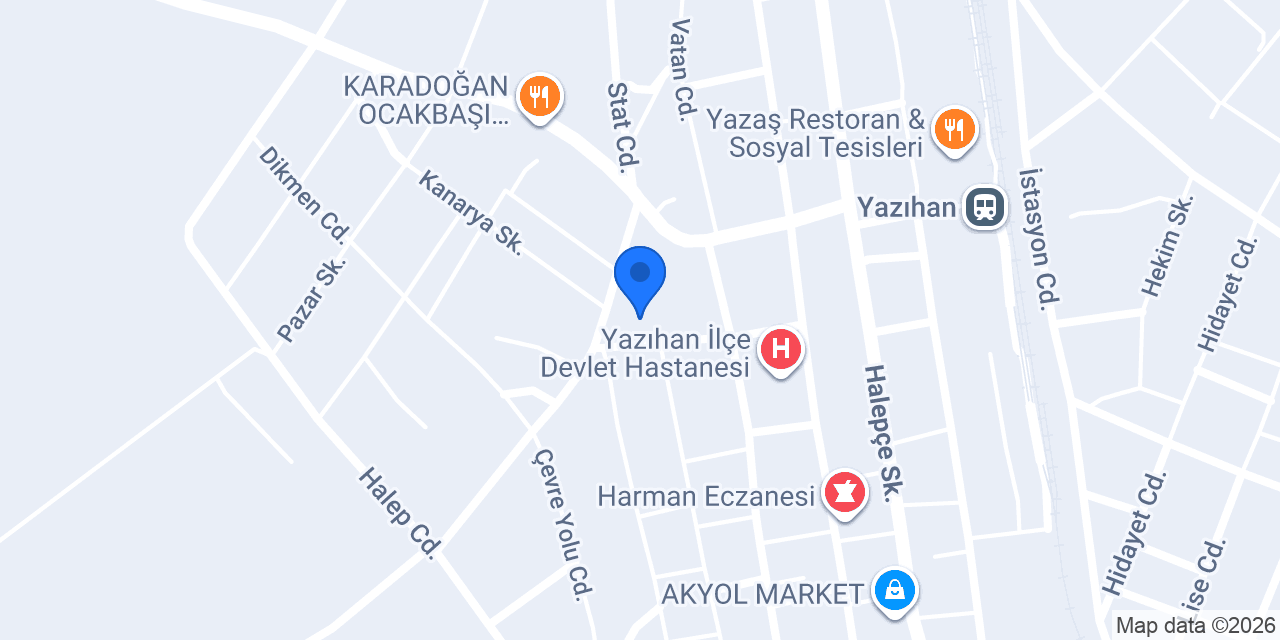 Yazıhan İlkokulu konumu