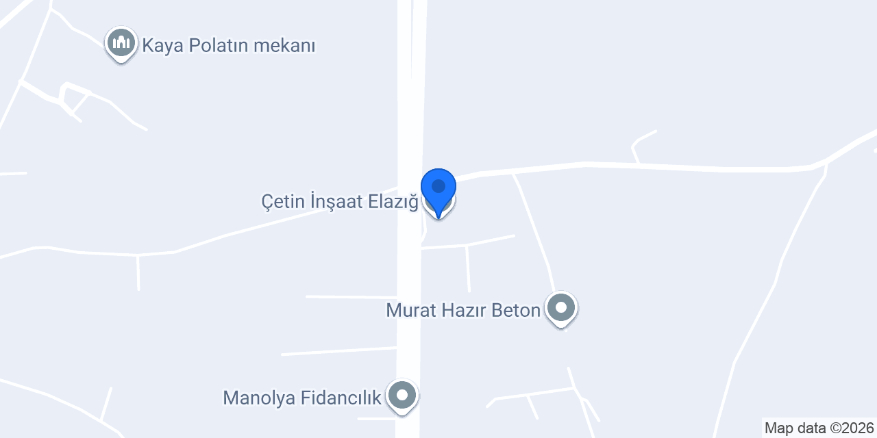 Çetin İnşaat Elazığ konumu