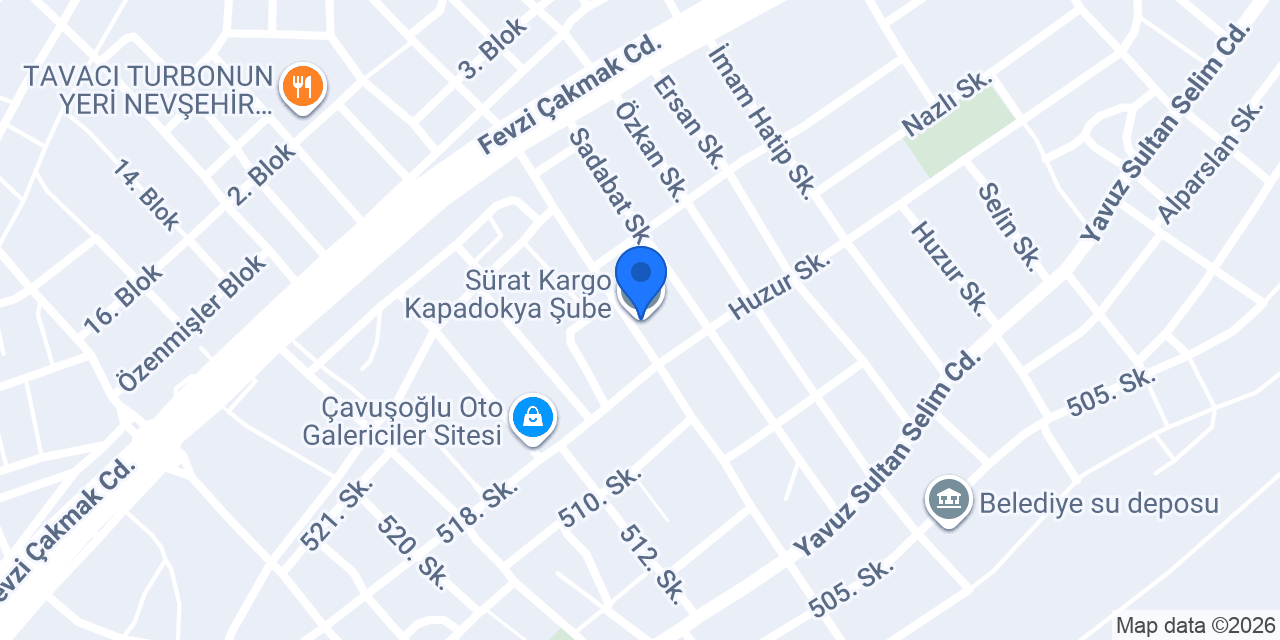 Sürat Kargo Kapadokya Şube konumu