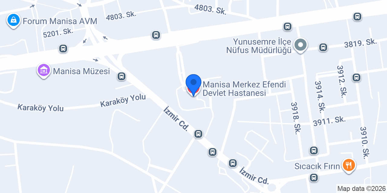 Manisa Merkez Efendi Devlet Hastanesi konumu