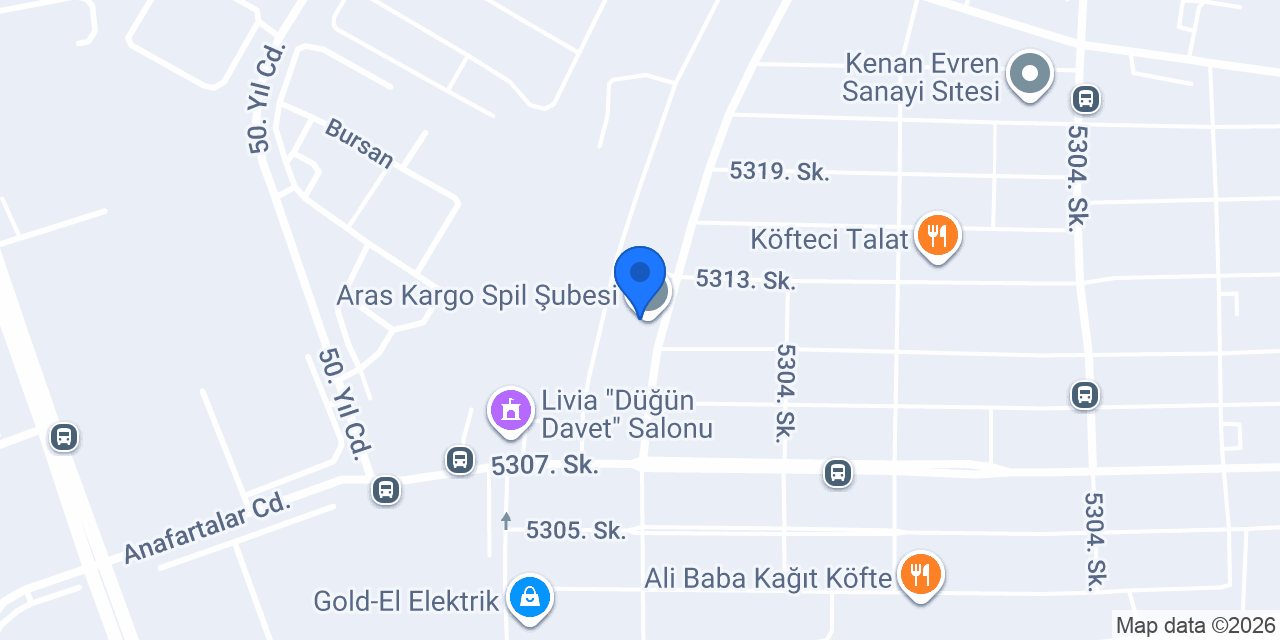 Aras Kargo Spil Şubesi konumu