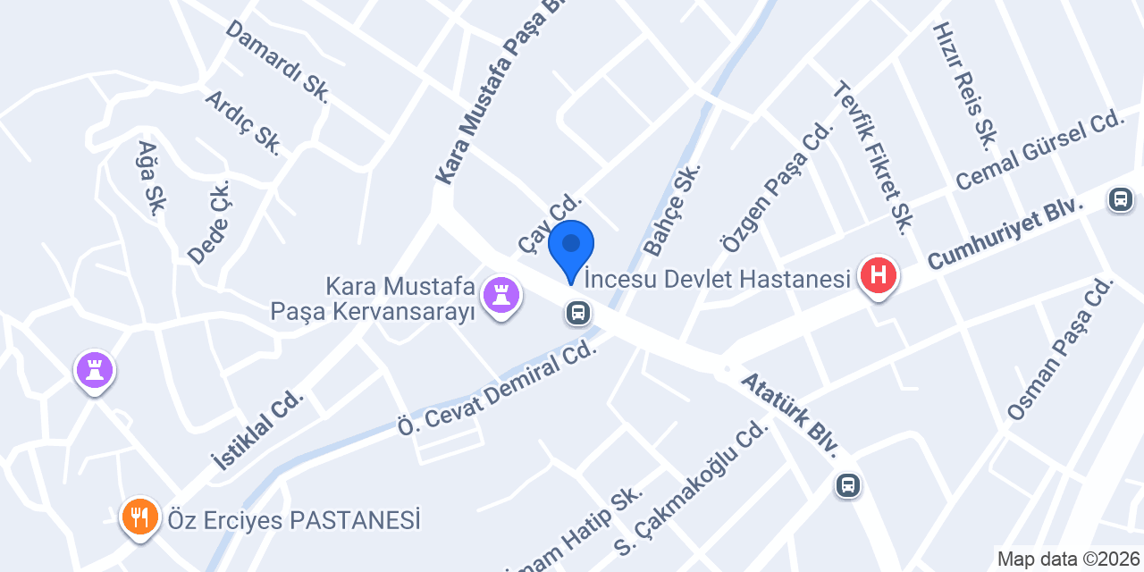 Şekerbank İncesu Şubesi konumu