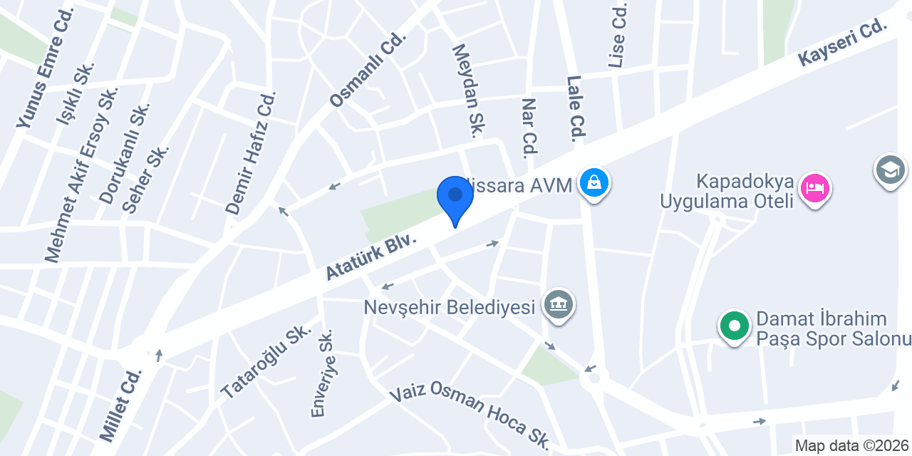Türkiye Finans Nevşehir Şubesi konumu