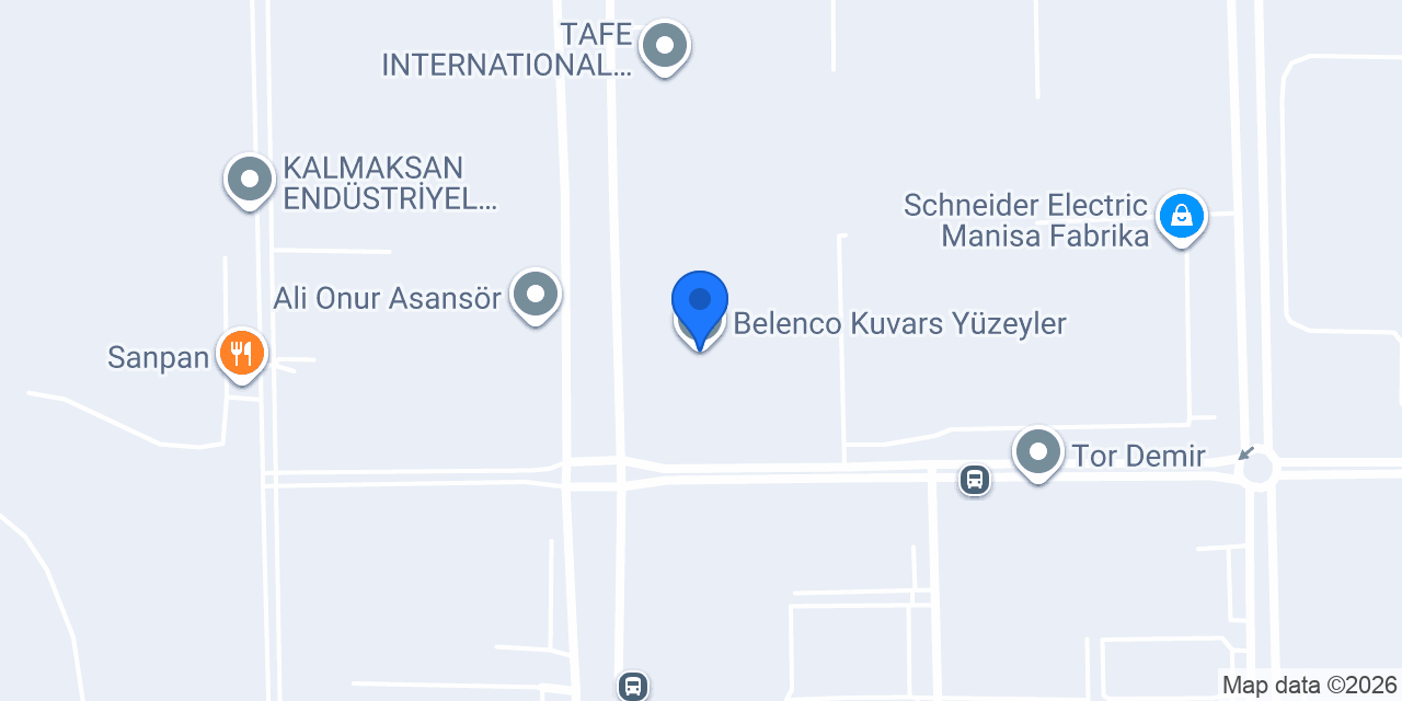 Belenco Kuvars Yüzeyler konumu