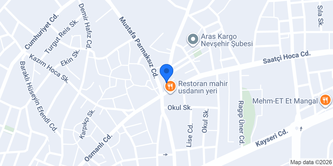 Aktaş Turizm Nevşehir konumu