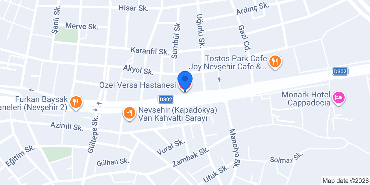 Özel Versa Hastanesi konumu