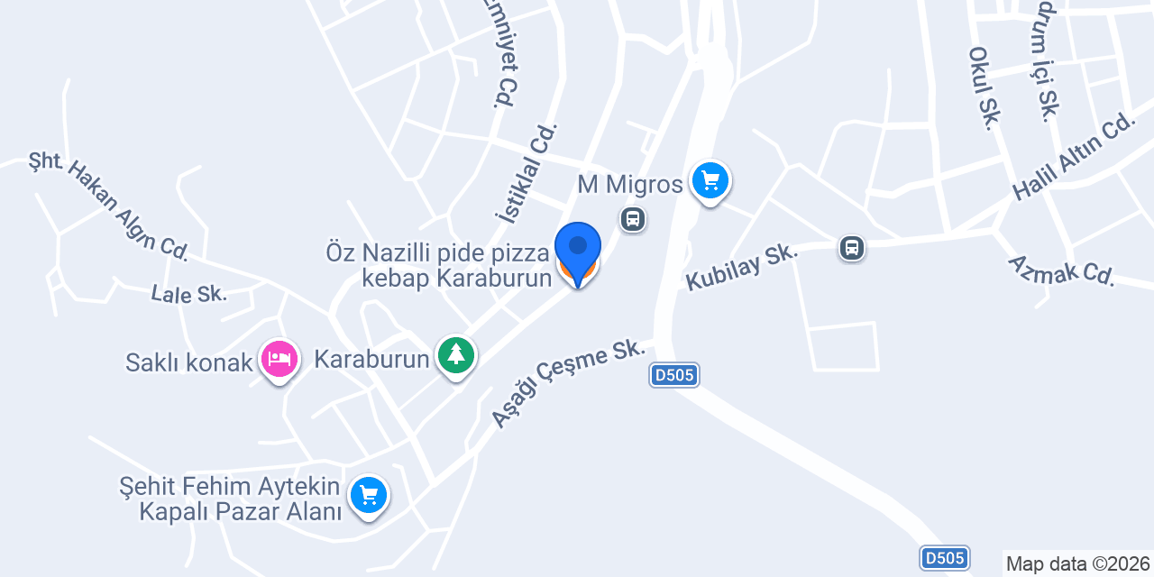 Öz Nazilli pide pizza kebap Karaburun konumu